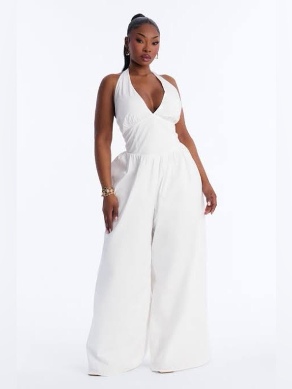 Lighter Than Air Poplin Halter Jumpsuit
